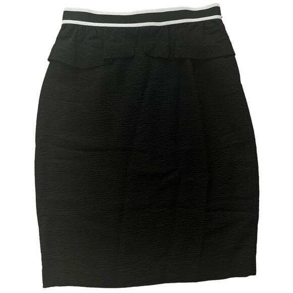 Sandro Textured Preppy Business Peplum Pencil Skirt, Black/White, US Size 6 - Picture 1 of 9